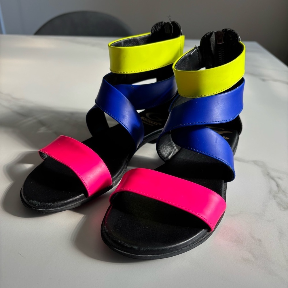 Gallucci Neon Color block strapy Sandals Sz 36 made in Italy